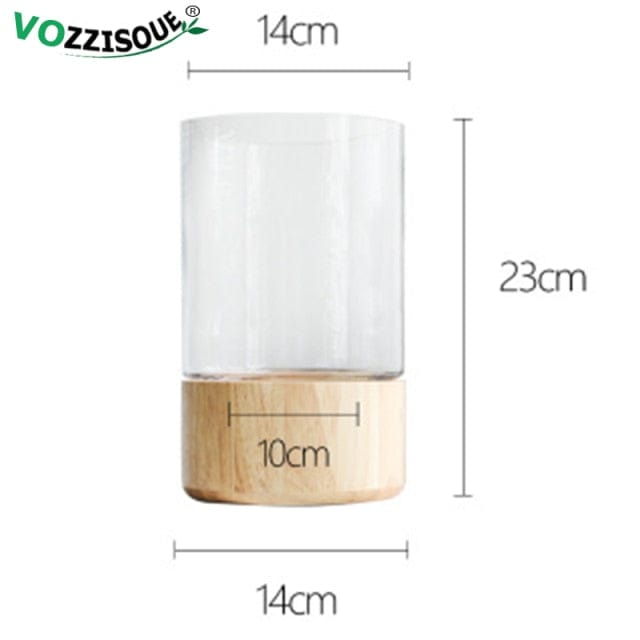 One Tree Hydroponics Home Décor green Nordic Terrarium Glass Vase w/ Wooden Base