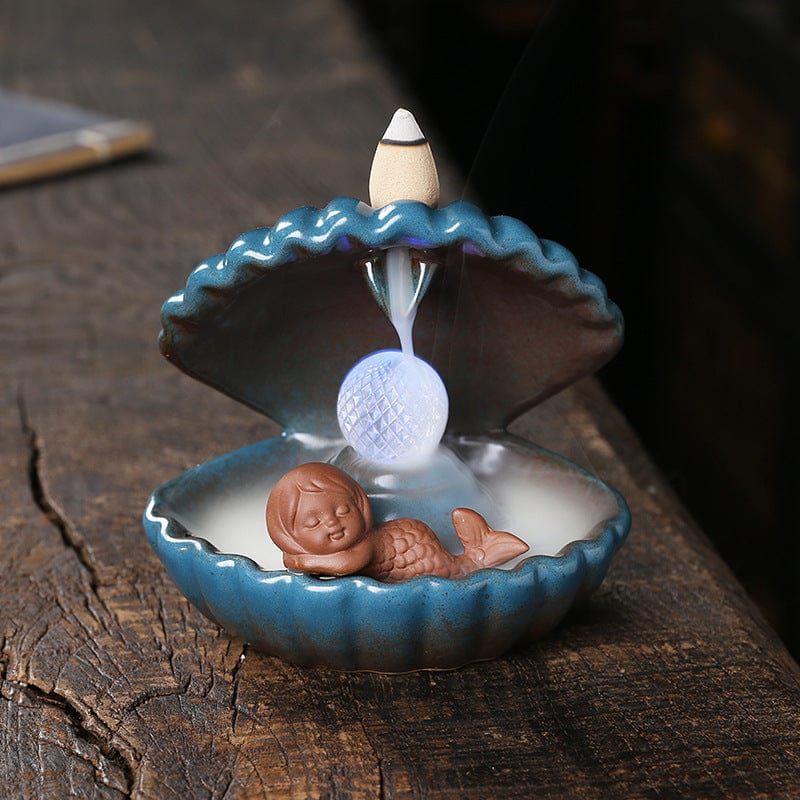One Tree Hydroponics Incense Burner Mermaid Shell Mermaid LED Light