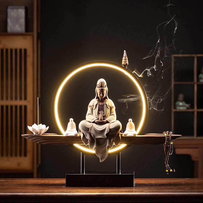 One Tree Hydroponics Incense Holder Colored sand pottery Zen Avalokitesvara Buddha Incense Holder