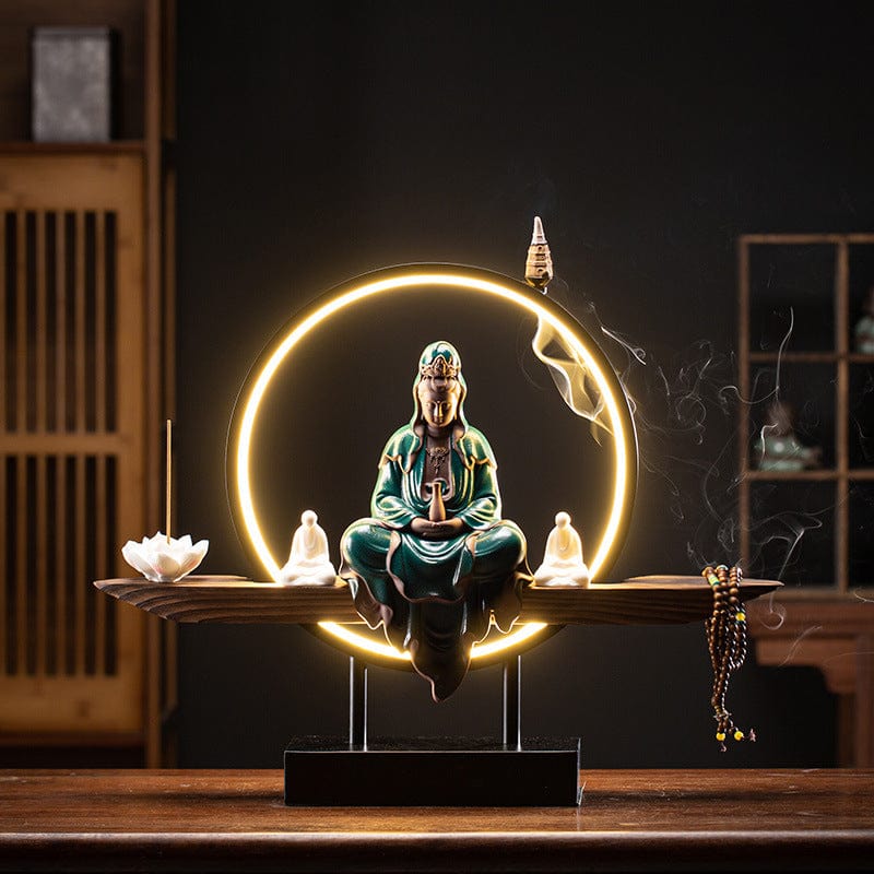 One Tree Hydroponics Incense Holder Kiln turn green Zen Avalokitesvara Buddha Incense Holder