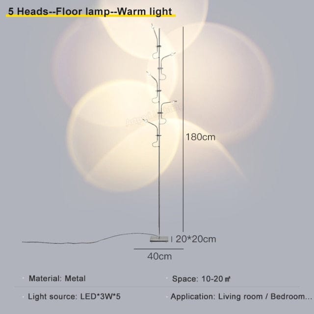 One Tree Hydroponics Interior Lights 5 head 180cm / UK adaptor Modern Rainbow LED Floor Light 10W