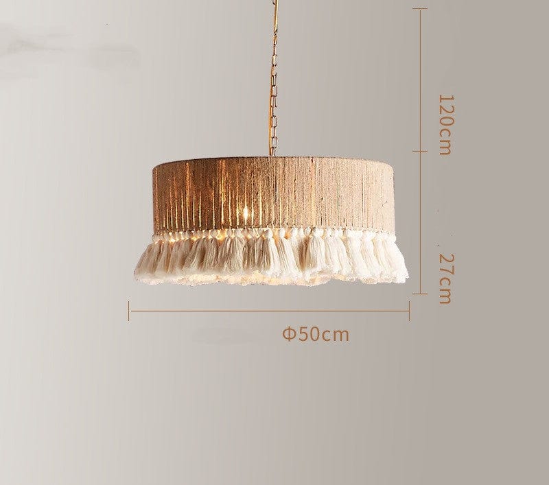 One Tree Hydroponics Interior Lights Round 50x27cm Bohemian Vintage Twine Tassel Chandelier