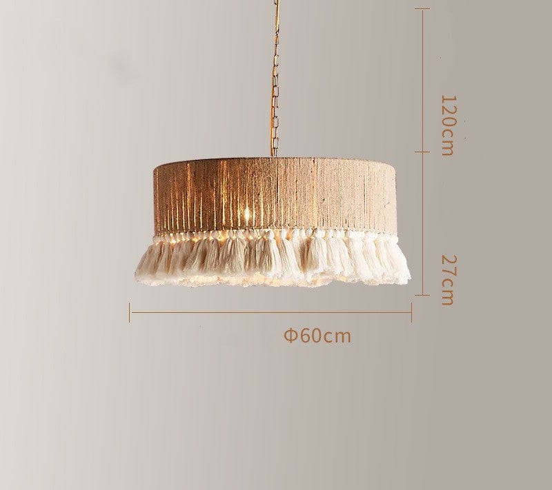 One Tree Hydroponics Interior Lights Round 60x27cm Bohemian Vintage Twine Tassel Chandelier