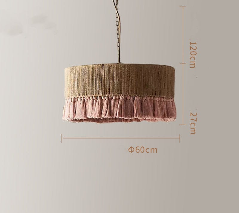 One Tree Hydroponics Interior Lights Round pink 60x27cm Bohemian Vintage Twine Tassel Chandelier