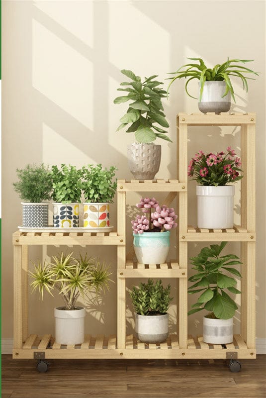 One Tree Hydroponics Plant Stand The original large wheel Multi-layer Solid Wood Flower Stand