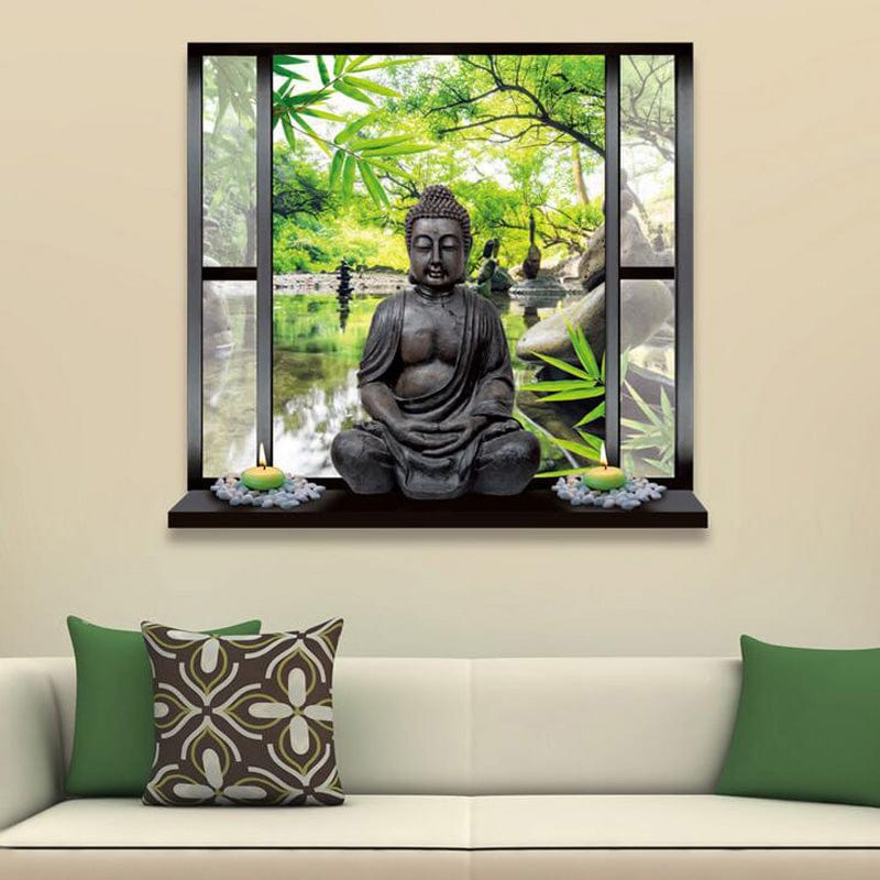 One Tree Hydroponics Wall Art Buddha Landscape Wall Sticker