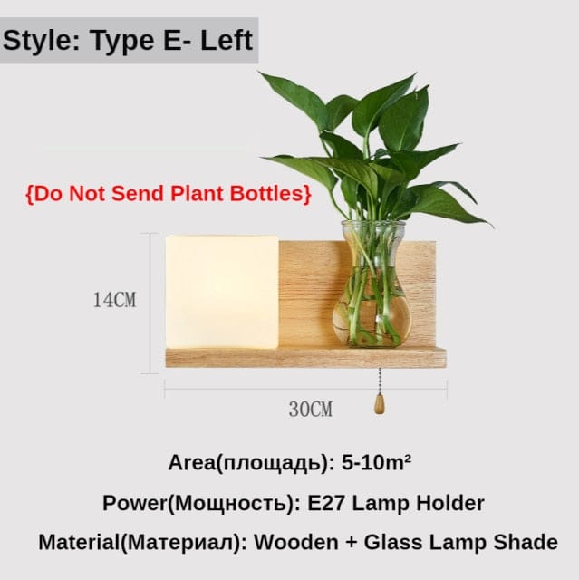 One Tree Hydroponics Wall Lights 5012-Left / 5W Warm Light Bulb Nordic Wood Wall Light