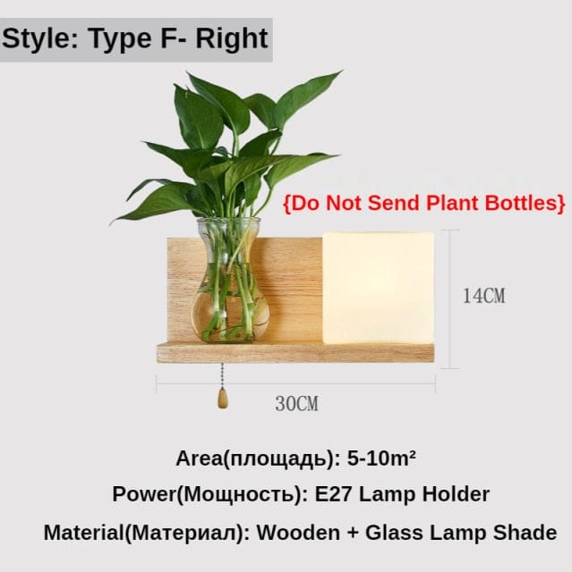 One Tree Hydroponics Wall Lights 5012-Right / 12W Tri-Color Light Nordic Wood Wall Light