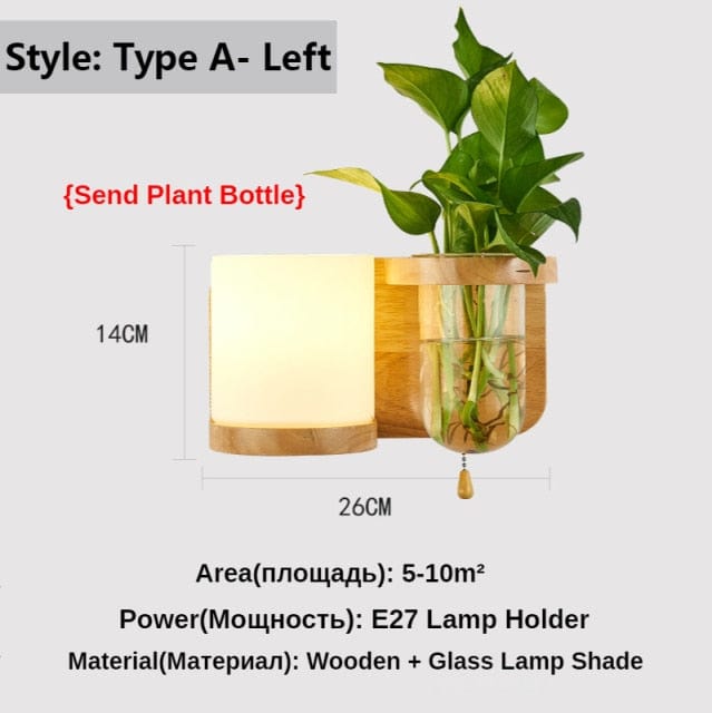 One Tree Hydroponics Wall Lights 5025-Left / 12W Tri-Color Light Nordic Wood Wall Light