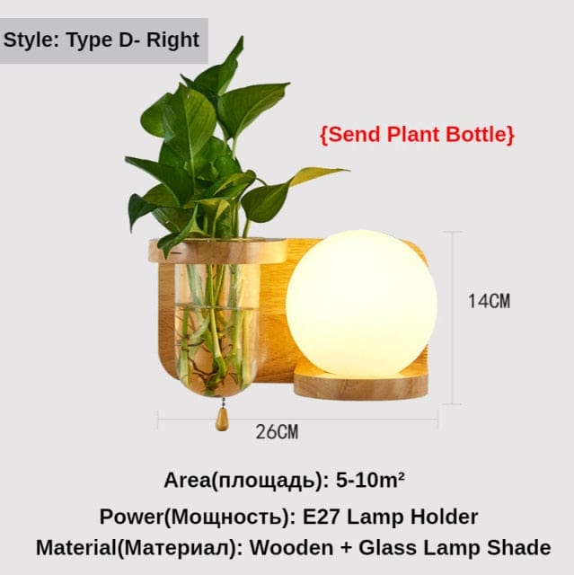 One Tree Hydroponics Wall Lights 5026-Right / 12W Tri-Color Light Nordic Wood Wall Light