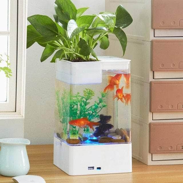 One Tree Hydroponics Fish Tank White / LED and USB Fish Tank with LED Light