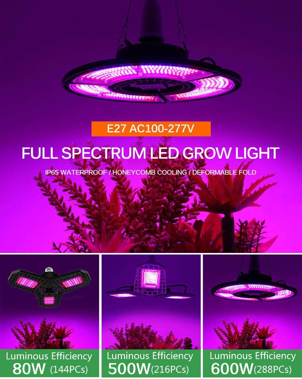 One Tree Hydroponics Indoor Grow Lights LED Grow Light 80W 500W 600W Full Spectrum