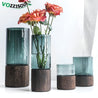 One Tree Hydroponics Home Décor Nordic Terrarium Glass Vase w/ Wooden Base
