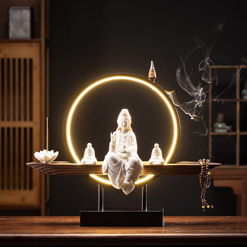 One Tree Hydroponics Incense Holder Ceramic white Zen Avalokitesvara Buddha Incense Holder
