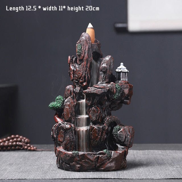 One Tree Hydroponics Incense Holders F Mountains River Waterfall Incense Burner w/ 100 Incense Cones