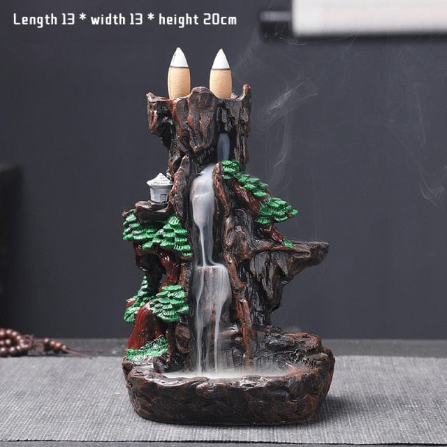 One Tree Hydroponics Incense Holders J Mountains River Waterfall Incense Burner w/ 100 Incense Cones