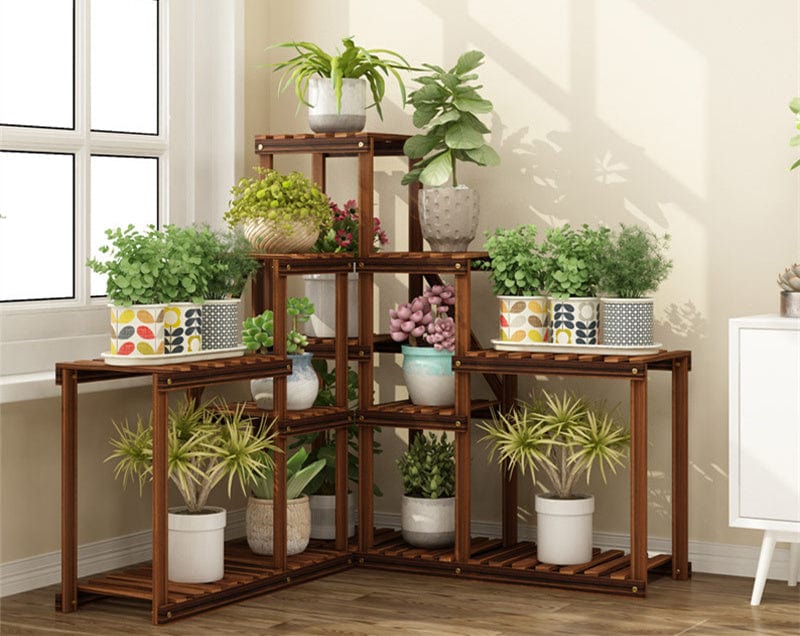 One Tree Hydroponics Plant Stand Carbon combination Multi-layer Solid Wood Flower Stand