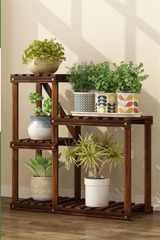 One Tree Hydroponics Plant Stand Carbon small Multi-layer Solid Wood Flower Stand