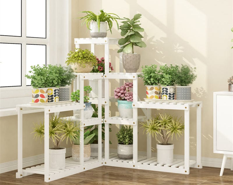 One Tree Hydroponics Plant Stand White combination Multi-layer Solid Wood Flower Stand