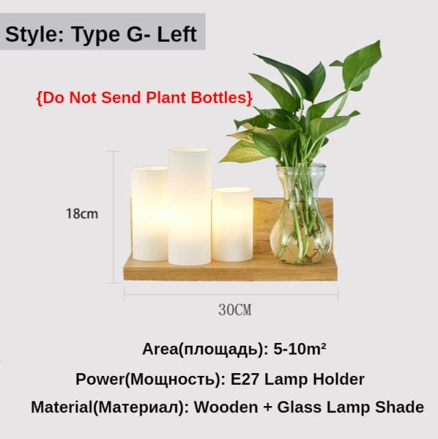 One Tree Hydroponics Wall Lights 5022-Left / Without Bulb Nordic Wood Wall Light