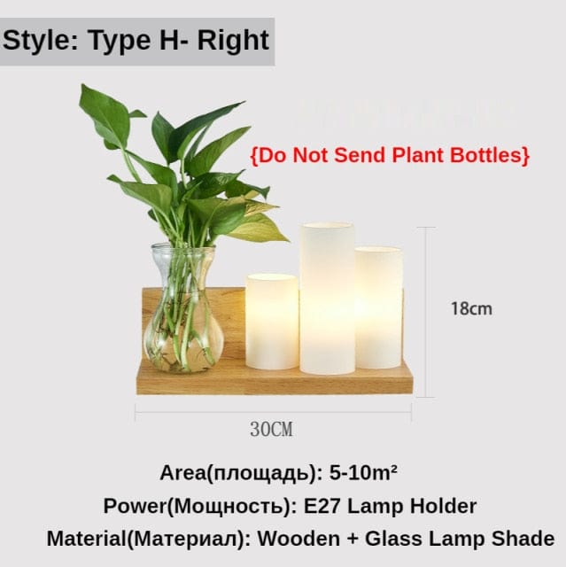 One Tree Hydroponics Wall Lights 5022-Right / 5W White Light Bulb Nordic Wood Wall Light